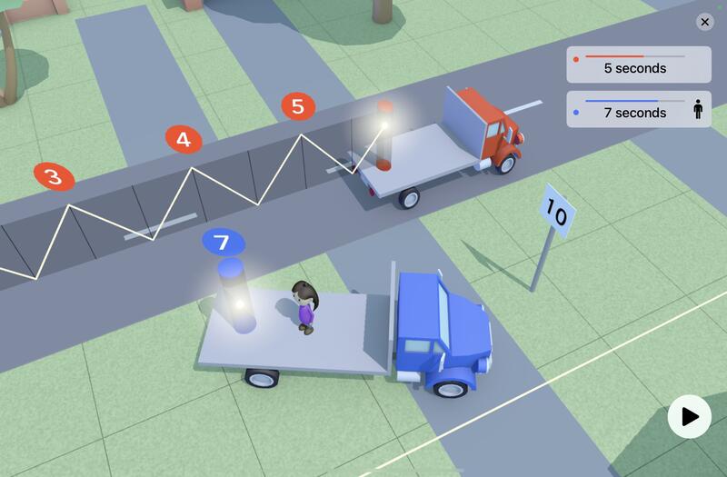 Visualization of relativistic time dilation using trucks carrying light clocks